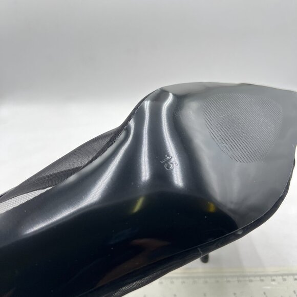 FYS Black Pointed Toe Mules Slip on Low Heels Formal Party Dance Shoes - Picture 5 of 7